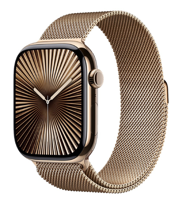 Apple Watch Series 10 GPS 46 mm, Gold Titanium Case with Stainless Steel Milanese Loop M/L (MX003)