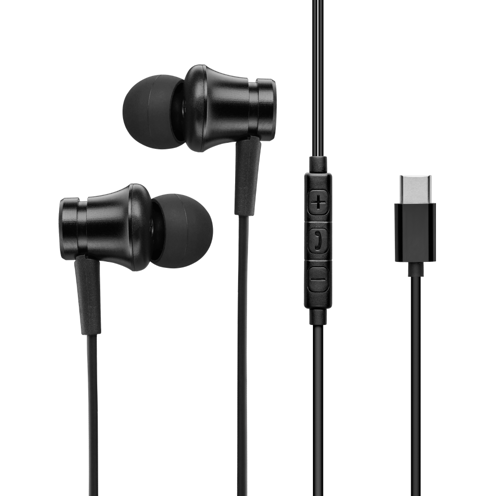 Наушники Deppa Stereo Alum Type-C, черный Наушники Deppa Stereo Alum Type-C, черный