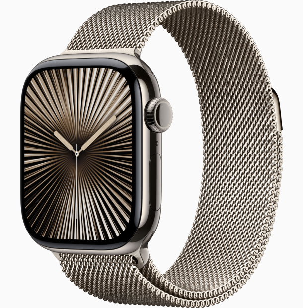 Apple Watch Series 10 GPS 42 mm, Natural Titanium Case with Natural Milanese Loop (MWXF3)