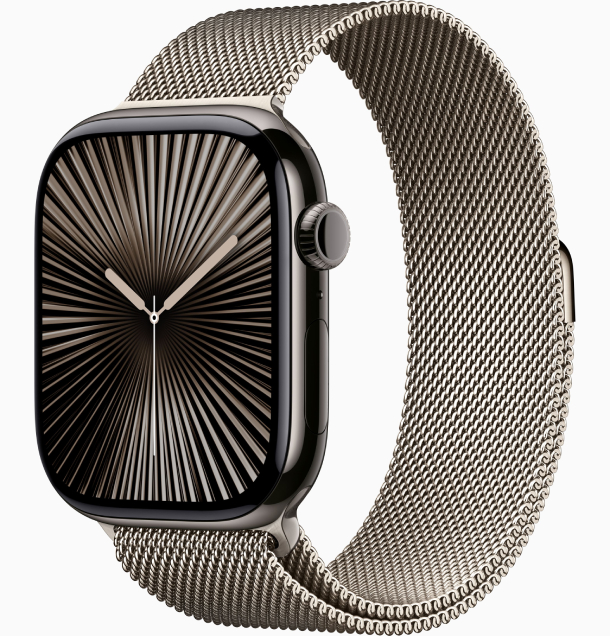 Apple Watch Series 10 GPS 46 mm, Slate Titanium Case with Stainless Steel Milanese Loop Apple S/M (MC7R4)