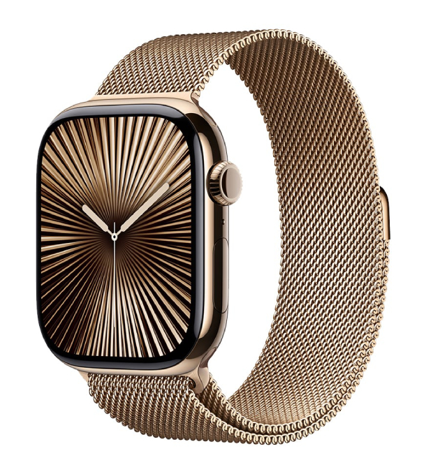 Apple Watch Series 10 GPS 42 mm, Gold Titanium Case with Stainless Steel Milanese Loop (MX083)