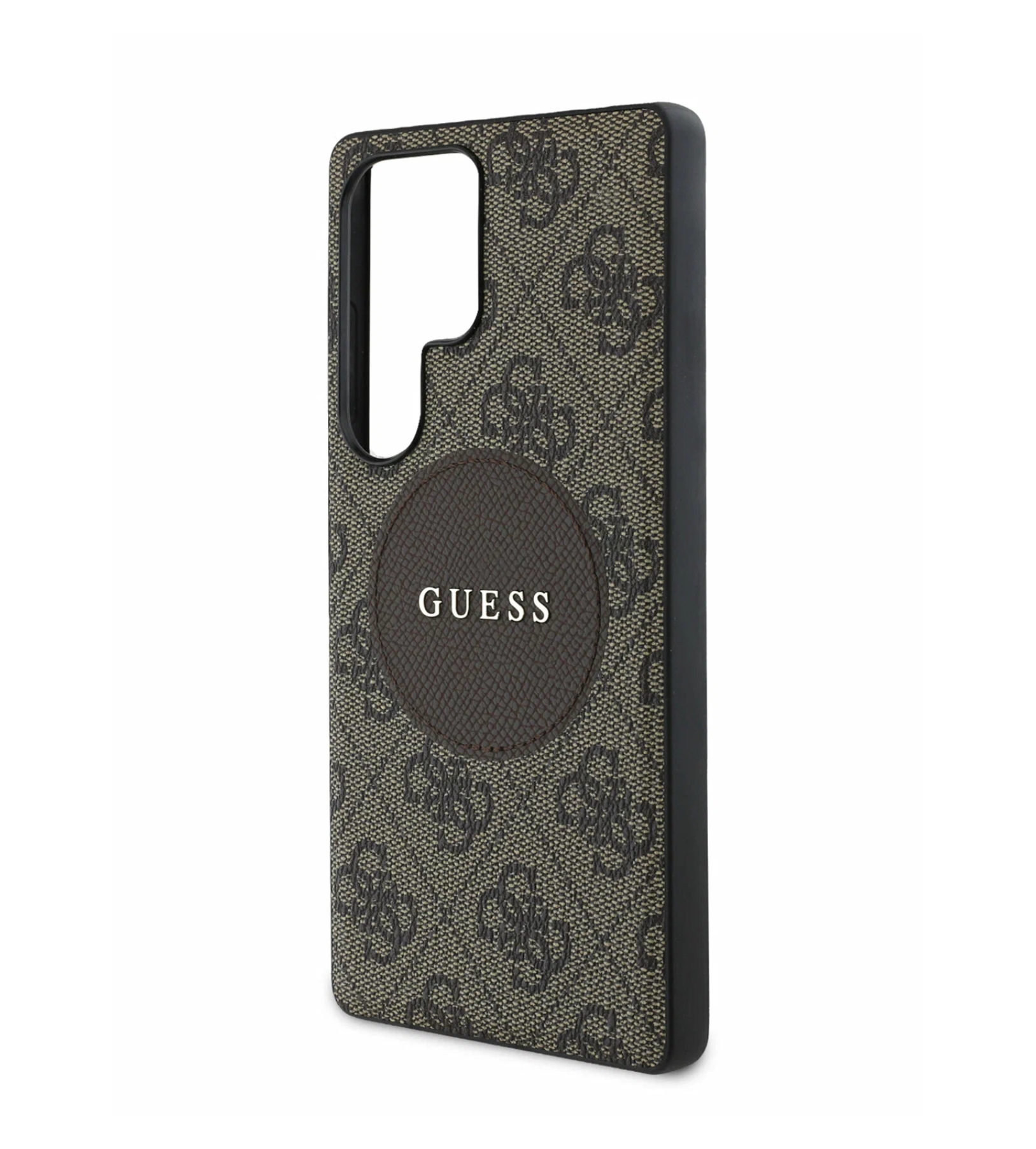 Чехол Guess для Galaxy S25 Ultra PU 4G with Round Patch Metal logo Hard Brown (MagSafe)