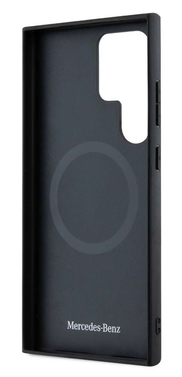 Чехол MERCEDES-BENZ для Samsung Galaxy S24 Ultra Leather Textured Wood Imitation Hard Brown (MagSafe)