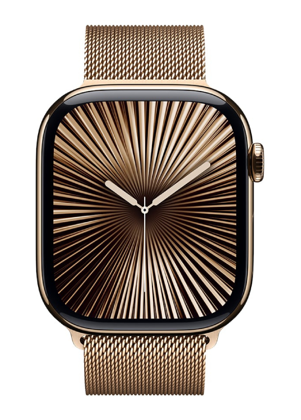 Apple Watch Series 10 GPS 42 mm, Gold Titanium Case with Stainless Steel Milanese Loop (MX083)
